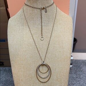 Lia Sophia gold-tone necklace with triple oval rhinestone pendant